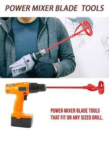 1pc Heavy-Duty Hex Shank Paint Mixer , Hexagonal Shaft Paint Mixing Rod,Multi-Purpose Mixing Paddle For Epoxy Resin, Plaster, Cement Mortar & Grout ,Gypsum Coating Mixer - Durable Construction Tool For Easy Mixing Applications, High-Performance Electric Drill Accessories, Multifunctional Building Tool Accessories - A - View 3