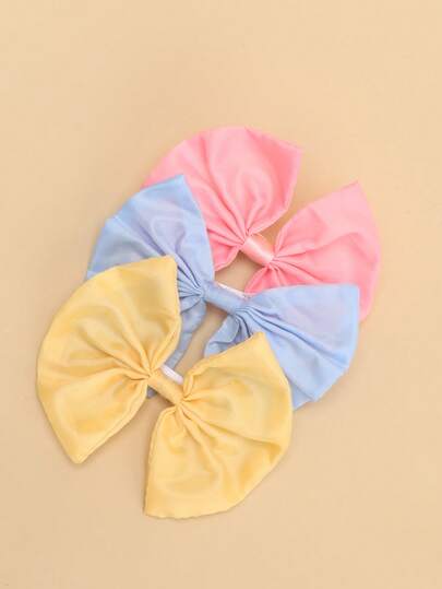 3 chiếc kẹp tóc hình nơ dễ thương màu vàng, hồng và xanh dương cho thú cưng, được làm từ chất liệu polyester, thoải mái và chắc chắn cho thú cưng nhỏ và vừa ở nhà hoặc ngoài trời.