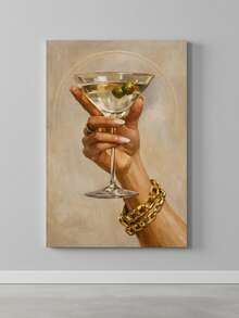 1pc Canvas Wall Art, Framed Wall Painting, Fashionable Martini Glass Poster, Charming Wall Art, Hand-Held Cocktail, Bar Decor, Modern Champagne Pattern, Suitable For Kitchen Or Lounge, Room Decor, Modern Home Decor, Fashionable Decor, Dorm Decor, Collegiate Art, Living Room Decor, Kitchen Decor, Dining Room Decor - Multicolor - View 8