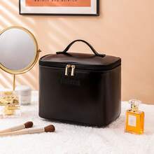 1pc PU Large Capacity Cosmetic Bag, Portable Waterproof Multi-Compartment Toiletry Organizer Pouch - Multicolor - View 10