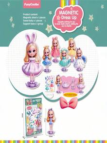 Children's DIY Magnetic Sticker Princess Dress-Up Toy Set, Magnetic Dress-Up Educational Role Play Pretend Play Toy For Parent-Child Interaction, Suitable For 3-12 Years Old Girls, Toy Gift, Birthday Gift - Multicolor - View 9