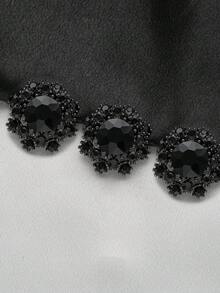 3pcs Elegant Crystal Flower Metal Buttons - Suitable For Shirts, Sweaters, Jackets And Coats - DIY Sewing Crafts, Gold/Black - Multicolor - View 11