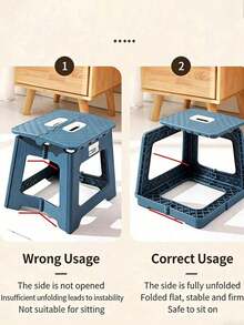 1pc Solid Color Foldable Stool, Portable Outdoor Plastic Folding Chair, Simple Foldable Fishing Stool For Home, Train, Travel, Camping, Picnic, Waterproof, Thickened Toilet Stool, Bathroom Foot Stool - Multicolor - View 8