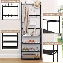 Shoe Rack 5 Tier Shoe Organizer Storage 15-20 Pairs Shoes Rack For Closet Entrance Shoe Rack Organizer With Hooks And Side Pocket Entryway Shoe Holder Space Saving Free Standing Shoe Racks - Multicolor - View 9