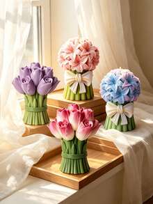 3D鬱金香花束與百合矽膠蠟燭模具，浪漫花卉模具適用於香氛蠟燭、手工皂、石膏與樹脂工藝，適合復活節、婚禮與居家裝飾 - A - 查看 4