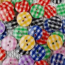 30/50/100 piezas Botones de resina con patrón estilo universitario, botones redondos de dos agujeros universales para camisa y suéter, accesorios de decoración de tela DIY hechos a mano, color aleatorio - Multicolor - Ver 6