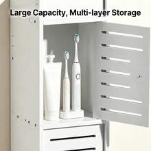 Slim Space-Saving Bathroom Cabinet - PVC Toilet Paper Storage Organizer, Durable Easy Assembly, Ideal Halloween/Christmas Gift - White - View 13