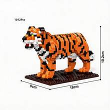 1024Pcs Zoo Theme Micro Mini Building Blocks, 3D Puzzle DIY Assembly Toy, Various Styles Available Including Giraffe, Lion And Tiger. Ideal For Collection Enthusiasts, Exercises Finger Dexterity And Patience. Perfect For Home & Room Decoration, Birthday Gifts And Daily Gift Giving - Multicolor - View 13
