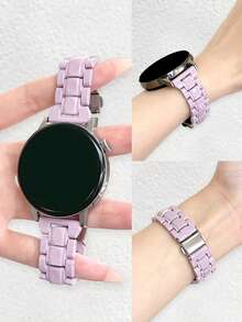 可愛糖果色壓克力錶帶，相容 Galaxy Watch 7 6 5 4 5 Pro，女款夏季彩虹樹脂錶帶，40mm 43mm 44mm 45mm 47mm 20mm 22mm - 淡紫色 - 查看 2
