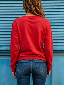 Women I Sought Lord Religious Long Sleeve Tee, Bold Inspirational Verse Print Soft Breathable Casual Faith Top Ideal Christian Gift Daily Wear - 紅色2 - 查看 2