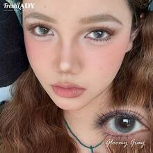 FRESH LADY 1 Paio di Lenti a Contatto Cosmetiche Freshlady, Diametro 14,20 mm, Uso Annuale, Colore Grigio, Lenti a Contatto Circolari Naturali Stile Misto, Trucco per Occhi, Adatte per Lavoro, Scuola, Uso Quotidiano, Feste, Regalo per Amici - 0 - Visualizzare 5