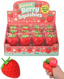 Strawberry Squishy, Realistic Strawberry Stress Ball, Squeezable Toy Fruit Ball,Party Favor Slow Rise Pressure Release Toy Adults - 1p - 查看 9