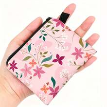 Full Print Floral Coin Wallet, Polyester Portable Zipper Purse, Mini Card Holder, Pocket Wallet, Key Pouch, Girls & Ladies Small Wallet, Holiday Gift - Multicolor - View 4