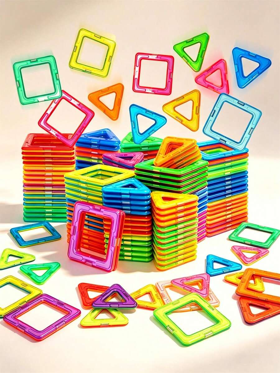 Magnetic Starter Set, Classroom Essential, Halloween Children's Toy Gift, Preschool Magnetic Building Blocks, Magnetic Construction Toys, Montessori Learning Games For Boys And Girls, Random Colors - 彩色 - 查看 1