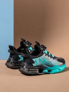 Zapatos deportivos de suela blanda y ligeros para niños, zapatos de running de piel de PU para todas las estaciones, zapatos casuales de estudiante con ajuste de moda, zapatos planos, zapatos de skate para niños grandes, zapatos de viaje adecuados para actividades interiores y exteriores - verde menta - Ver 3