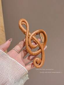 1个/4个 13厘米特大号木纹音符发夹，高音谱号发夹，女士发饰 - 彩色 - 查看 11