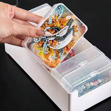 1件装钻石画塑料收纳盒套装，海豚图案透明容器，内含各种形状的钻石，适合收纳小物件和桌面装饰，高品质钻石画套装，小物件收纳，办公用品，艺术收纳 - 查看 7
