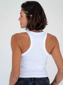 Kit Of 2 Women's Ribbed Cotton And Elastane Tank Tops - Brown/White - View 7