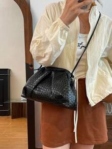 小巧精致设计小包 - 2026新款时尚褶皱贝壳包 - 春夏时尚女士斜挎包 - 黑色 - 查看 6