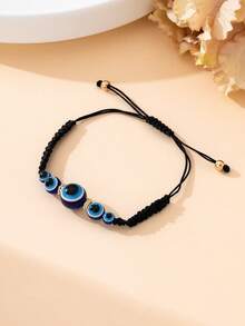 1 pieza Pulsera ajustable con cordón y ojo malvado, estilo minimalista y versátil para parejas - Azul - Ver 4