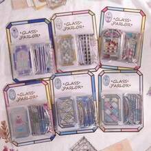 18pcs Colorful Glass Style Decorative Stickers, Floral, Cat, Butterfly Patterns Suitable For Phone Case Decoration, Diary And DIY Crafts - Multicolor - View 3