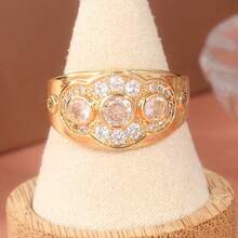 Vintage Style Jewelry Rings, Suitable For Formal Occasions, Punk Style Wedding Rings, Round Cut Rings - Gold - View 2