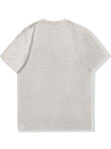 Camiseta de manga corta para hombre con cuello redondo, diseño casual de verano con corona y patrón ruso - Gris Claro - Ver 2
