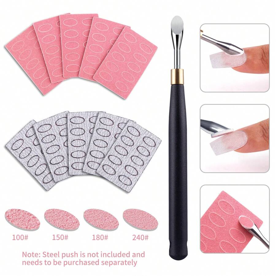 100 miếng giấy nhám mài móng, giấy chà móng, dụng cụ đẩy móng bằng thép vát cạnh, dụng cụ thay thế dạng mảnh tự dính, dụng cụ làm móng #100#150#180#240 Grit, Vật tư làm móng, Dụng cụ làm móng, Dụng cụ nghệ thuật làm móng, Chuẩn bị cho năm học mới, Móng tay, Dụng cụ làm móng cho móng giả - Nhiều màu - Xem 1