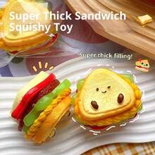 1PC Creative Simulation Sandwich, Toast, Kneading Music, Stress Relieving Toy, Layered Burger, Creamy Texture, Cute Stress Relieving, Birthday Gift - Christmas Gift - Perfect Gift - Gift - Multicolor - View 3