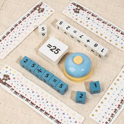 1 Set Wooden Addition Subtraction Multiplication Division Arithmetic Blocks, Math Cognition Toy, Parent-Child Interactive Tabletop Game, Early Education Puzzle Toy