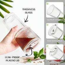 Bộ 3 món (Cốc + Nắp + Ống hút) gồm cốc cà phê thủy tinh có nắp và ống hút, cốc nước, cốc trà, cốc rượu whisky, cốc sữa, có thể tái sử dụng, có thể rửa bằng máy, thích hợp sử dụng tại nhà, văn phòng và khi đi du lịch. - Nhiều màu - Xem 6