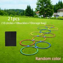 21pcs Jumping Sensory Motor Skills Set, Suitable For Outdoor Group Activities, Agility Ladder And Sports Training Equipment, Improve Reaction Speed And Agility, Lawn, Backyard Activity Props, Mixed Colors - Multicolor - View 16
