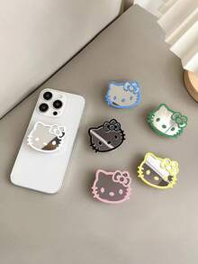 Colorful Macaron Mirror Cat Paw Phone Holder, Phone Ring Grip, Adhesive Slouchy Stand, Retractable Portable Desktop Stand, Phone Viewing Stand, Compact Makeup Mirror, Suitable For Office, Home And Travel - Multicolor - View 2