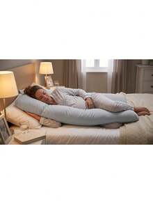 Pregnancy Body Pillow, 200 Thread Count Micropercal, 120x60cm, Ergonomic, Soft, For Bed - White - View 1