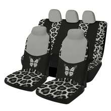 5-Seat Car Fabric Seat Cover Set, Personalized Yellow Leopard Print & Butterfly Patchwork, Universal Scratch-Resistant & Durable All Season Cushion - Five Butterfly Leopard Print Seats - View 1