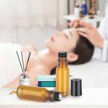 1/50 chai lăn thủy tinh màu hổ phách 2/3/5/10ml, bình xịt nước hoa mini có thể nạp lại, lọ mẫu du lịch tiện dụng, hộp đựng nước hoa unisex, thích hợp làm quà Giáng sinh/Halloween cho bố mẹ và bạn bè. - màu nâu - Xem 5
