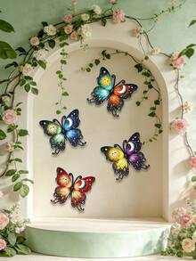 1/2/4件套 2D 平面太阳、月亮和蝴蝶金属墙饰，4色波西米亚风格星空蝴蝶花园装饰，适用于客厅、玄关、阳台/露台、庭院/花园、花店、民宿、冥想室、花园中心、瑜伽馆、家居装饰、庭院装饰、艺术墙饰、乔迁礼物、生日礼物、送给自然和精神爱好者的礼物 - 日月蝴蝶 - 查看 3