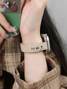 1条纤薄表带，兼容 42mm、38mm、40mm、41mm、44mm、45mm、46mm、49mm，时尚智能手表替换表带，适用于Series Ultra2、Ultra SE2、SE 11、10、9、8、7、6、5、4、3、2、1，女士款，可作为学生返校礼物 - 杏色 - 查看 7
