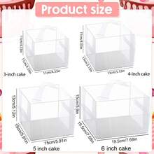 10pcs Transparent Plastic Cake Boxes, 3/4/5/6 Inch Handheld Party Packaging, PET Material, Locking Style, Suitable For Cakes, Chocolates, Donuts, Pastries, Square, Applicable For Christmas, Halloween, Easter, Thanksgiving - Multicolor - View 2