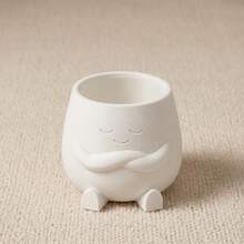 Cute Hugging Face Succulent Planters, Small Indoor Outdoor Plant Pots For Desk, Office, Home & Garden Decor, White Gray Pink - A - View 13