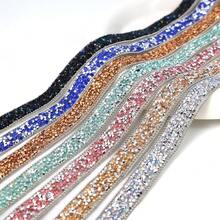 Shiny Rhinestone Strip, Resin Rhinestone Ribbon Self-Adhesive Diamond Strip Crystal Strip Glitter Diamond Waistband Sparkling Rhinestone Rope Suitable For Christmas Art Handmade Crafts Bags Phones Cars Wedding Cake Decoration, Adhesive Crystal Strip Clothing Ribbon Fashion Jewelry Decoration Accessories - Multicolor - View 5