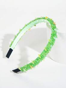 1 pieza Aro para el cabello de estilo coreano con cristal de rejilla delgada, accesorio para festival o fiesta - FG691-Verde - Ver 2