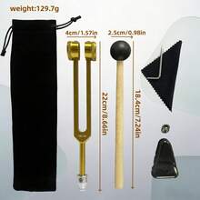 1 Set Aluminum Alloy Sound Therapy Tuning Forks, Gold Color 136.1Hz/256Hz Frequency, Includes Crystal Base, Triangular Stabilizer, Suitable For Meditation & Yoga - Multicolor - View 9
