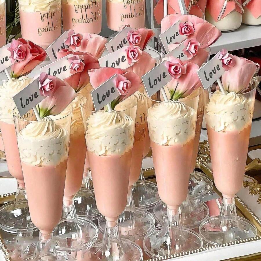 10/25/50 Pieces Reusable Clear Champagne Flutes, 150ml Plastic Cocktail Party Glasses For Parties, Weddings And Large Celebrations - View 1
