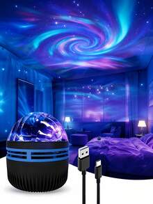 Type-C Starry Sky/Water Wave/Aurora Projection Lamp, Remote Control Multiple Lighting Modes, RGB Aurora Lighting Effects, Create Vortex/Water Wave/Aurora Lamp Shadows, Type-C Powered, Suitable For Bedroom, Camping, Wedding Decoration, Festivals, Parties - Multi-color light - View 13