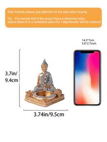 1pc Buddha Statue - For Meditation Decor, Spiritual Zen Decor, Buddha Figurine & Statue For Home Decoration, Gold Color - Candlestick - View 9