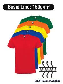 Roly Pack de 5 Camisetas de manga corta Atomic (Entrega en 48 horas) – Varias Tallas – Varios Colores – 100% algodón, cuello redondo doble, costuras reforzadas, tejido tubular, camiseta básica, camiseta unisex, camiseta económica. - Multicolor 2 - Ver 2