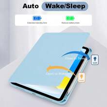 TenYide 这款旋转保护壳兼容 iPad 第 5/6/7/8/9/10/11 代、iPad mini 第 6/7 代、iPad Air 第 1/2/3/4/5 代、11 英寸 (M2)/11 英寸 (M3)/13 英寸 (M2)/13 英寸 (M3)、iPad Pro 12.9 英寸（第 3/4/5/6 代）、Galaxy Tab/ Tab/ Xiaoxin Pad/ Idea Pad/Mate Pad/Honor Pad/Xiaom iPad/Redm iPad 等型号，内置手写笔收纳槽，360 度旋转保护支架，透明后盖，支持自动唤醒/睡眠功能。 - 淺藍色 - 查看 3