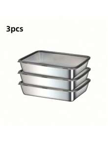 3pcs Large Stainless Steel Baking Trays With Lids - Rectangular, Easy To Clean, Non-Stick, Ideal For Roasting Vegetables, Meats And More - Perfect For Home And Restaurant Use, Baking Sheets - Multicolor - View 8
