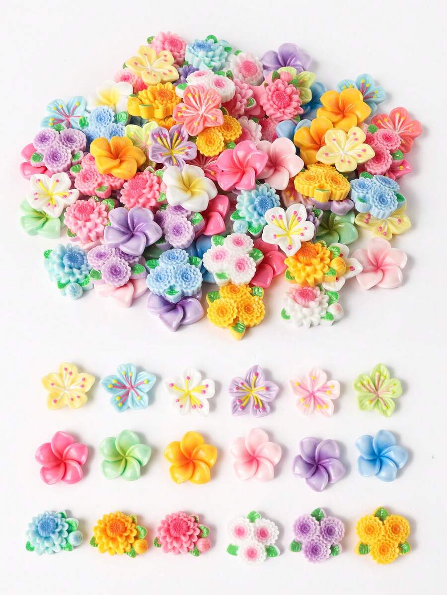 10/36/72件樹脂羽毛花裝飾 平底雛菊花飾品,適用於鞋子、垃圾桶、剪貼簿、DIY手工藝、杯子 - Flower Slime - 查看 1